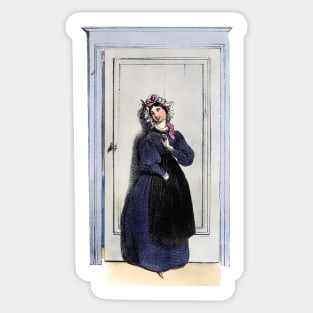 The lady at the door Sticker